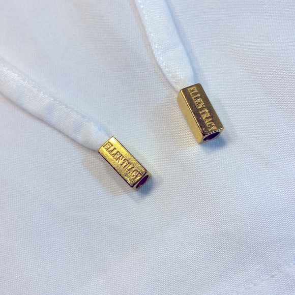 Ellen Tracy Sleeveless Tunic. Lace up Neckline. White. Hi-Lo Hem. Large. - Picture 6 of 9